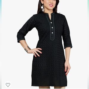 ZOLA Earthly Fashion Cotton Embroidery Black Top Size L.